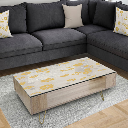 Retro Handdrawn Poppies III - Traditional Coffee Table