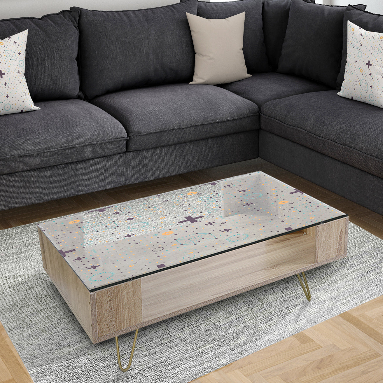 Minimalistic Geometric Elements - Glam Coffee Table