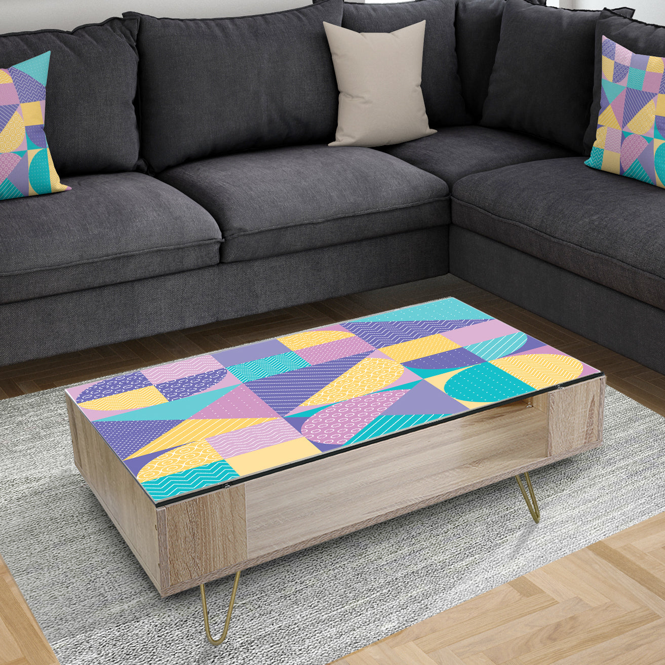 Geometrical Pastel Abstract I - Glam Coffee Table