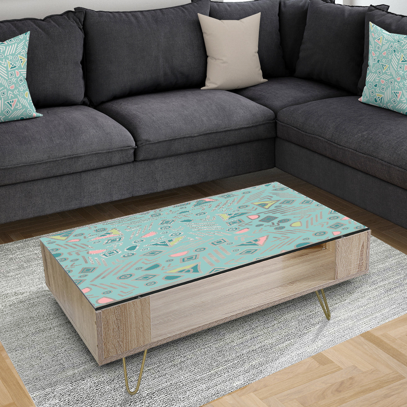 Pastel Tribal Retro Pattern - Glam Coffee Table