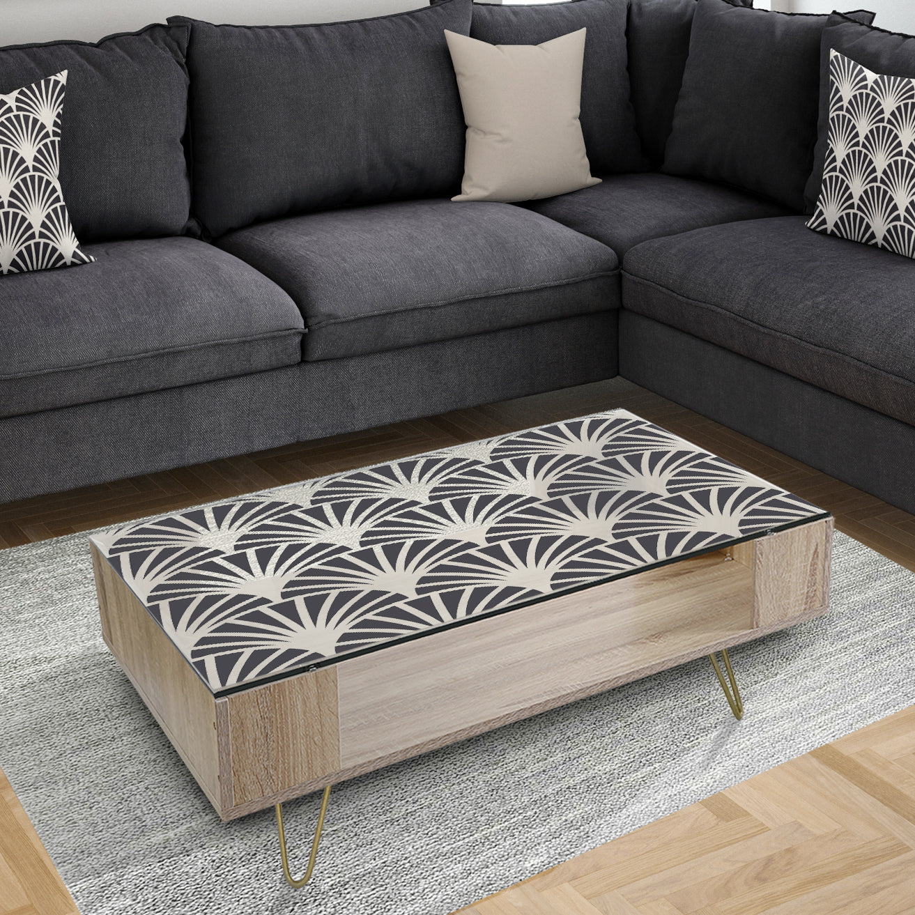 Retro Art Deco Waves I - Glam Coffee Table