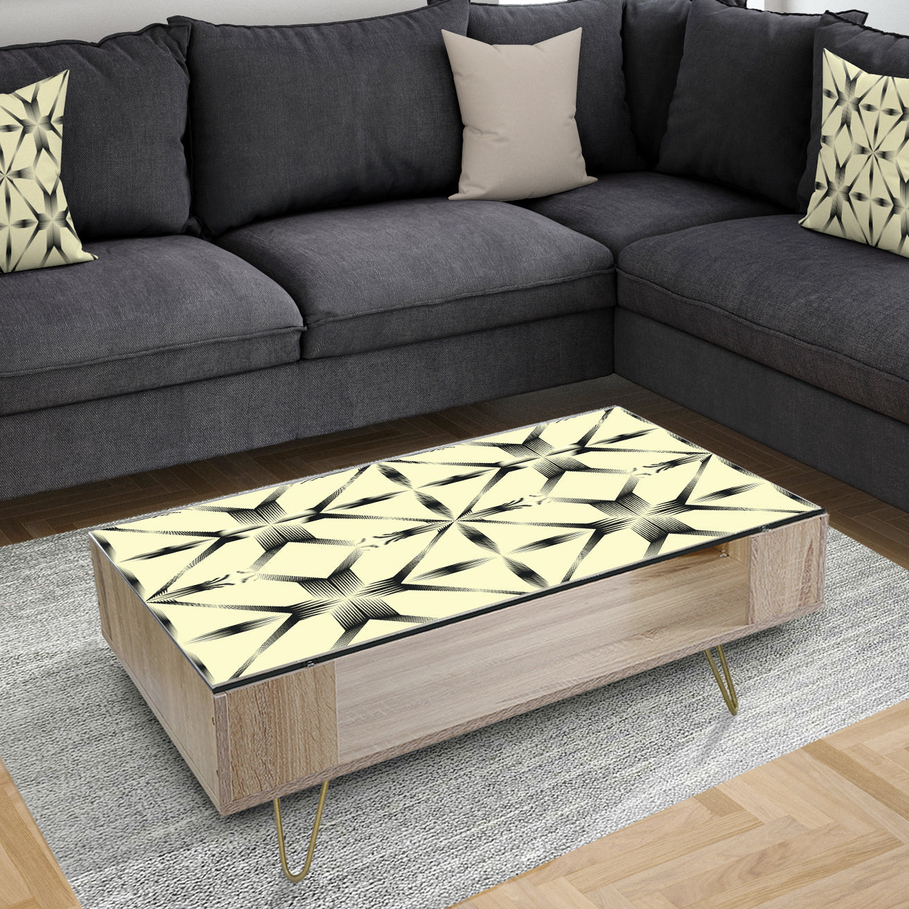 Oriental Ornament. Flower Pattern - Glam Coffee Table