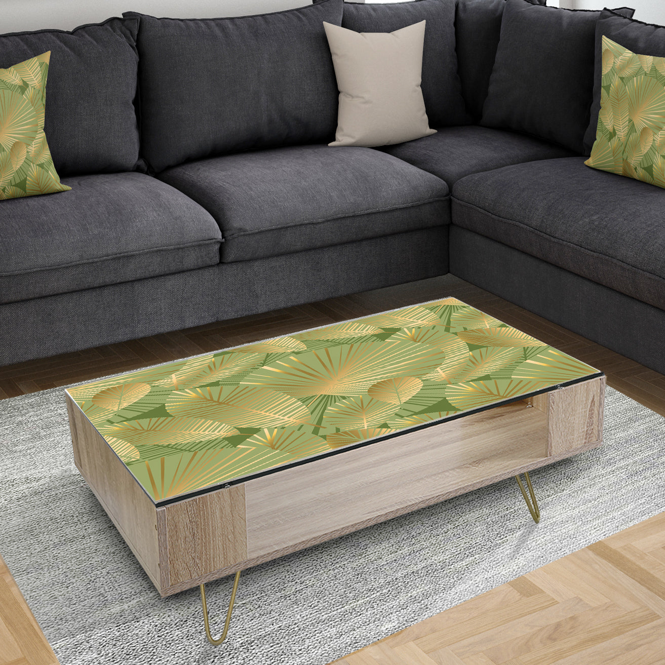Golden Leaves I - Glam Coffee Table