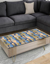 Retro Luxury Waves In Gold and Blue I - Glam Coffee Table