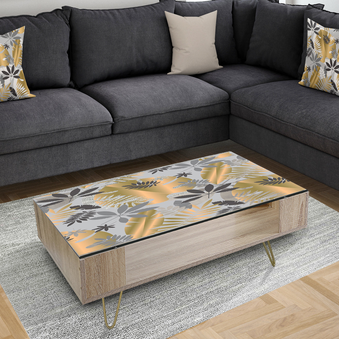 Geometric luxury jungle foliage pattern - Glam Coffee Table