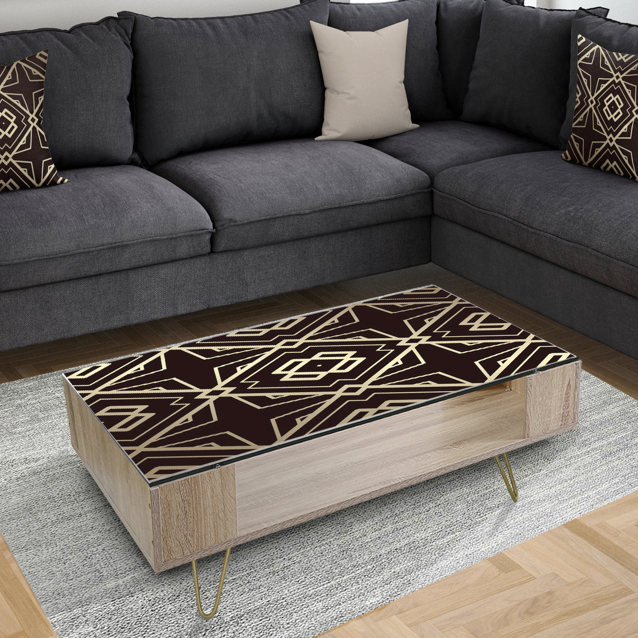 Gold and Black Art Deco Pattern - Glam Coffee Table