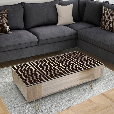 Golden Luxury Metallic Geometrics XII - Glam Coffee Table