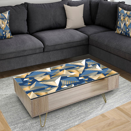 Gold and Blue Cubes - Glam Coffee Table