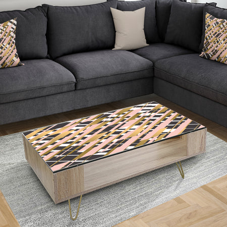 Gold Checkered Pattern II - Glam Coffee Table