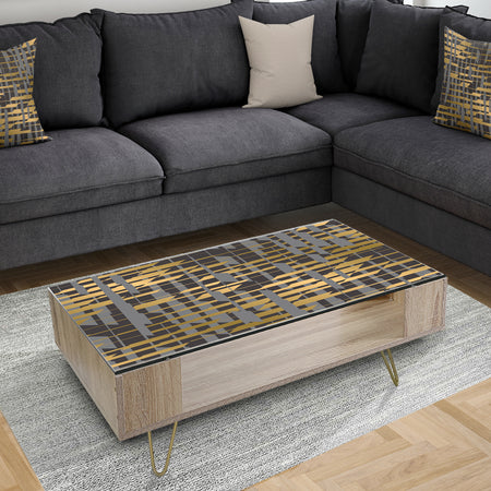 Gold Checkered Pattern I - Glam Coffee Table