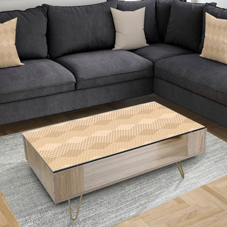 Beige Retro Triangular Wave - Glam Coffee Table