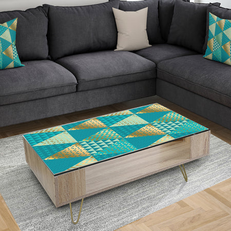 Gold and Blue Dynamics I - Glam Coffee Table