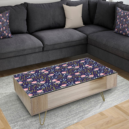 Handdrawn Pink Flowers - Glam Coffee Table