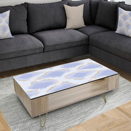 Pastel blue and gold abstract shapes pattern - Glam Coffee Table