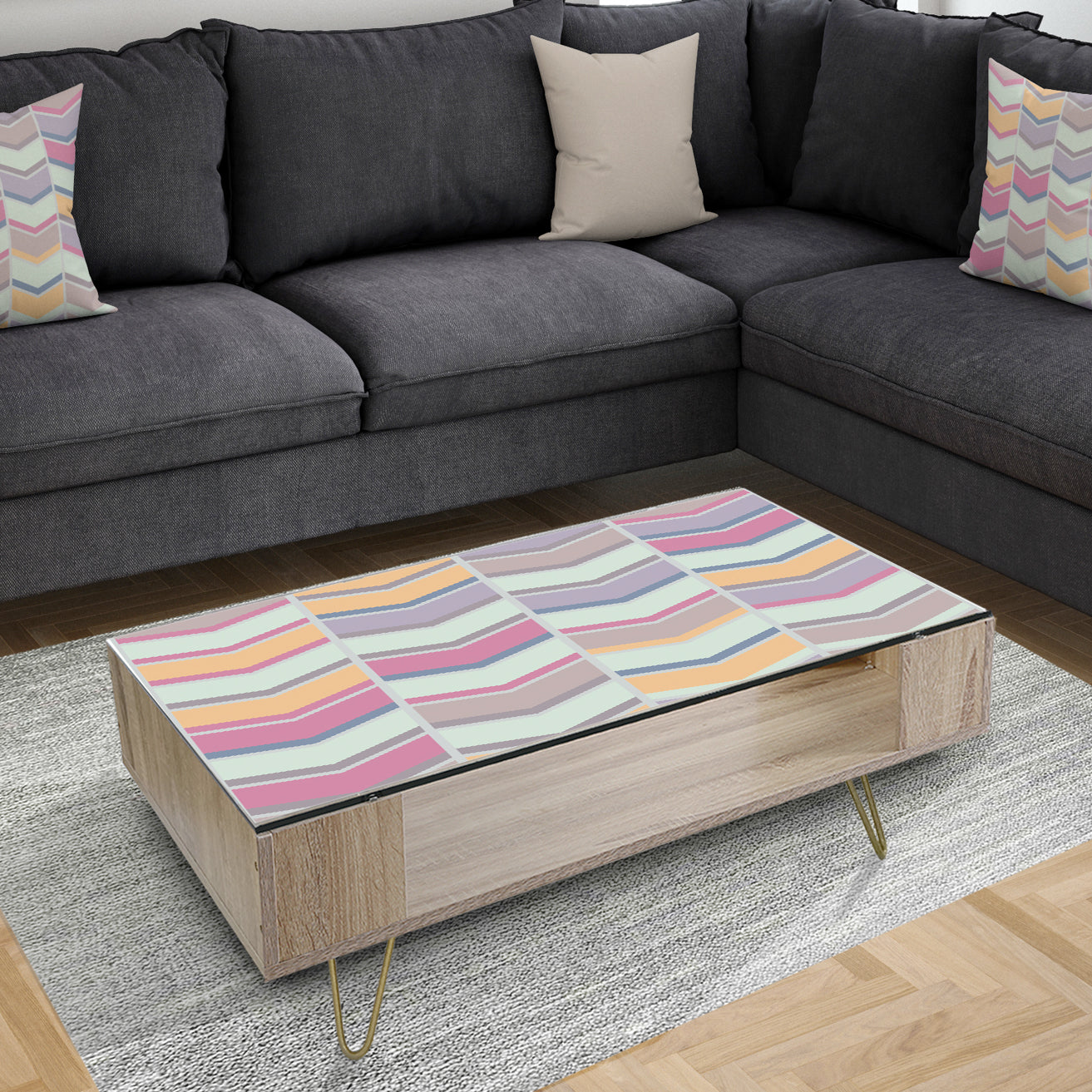 Abstract Retro Geometrical Design X - Glam Coffee Table