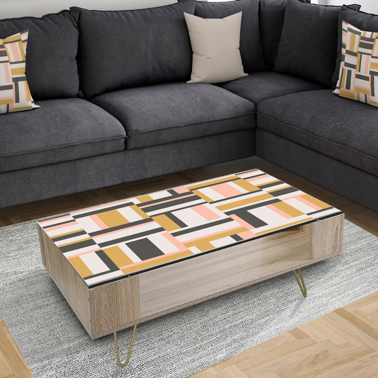 Abstract Retro Geometric IX - Glam Coffee Table