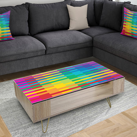 Rainbow colors simple geometric pattern. - Glam Coffee Table