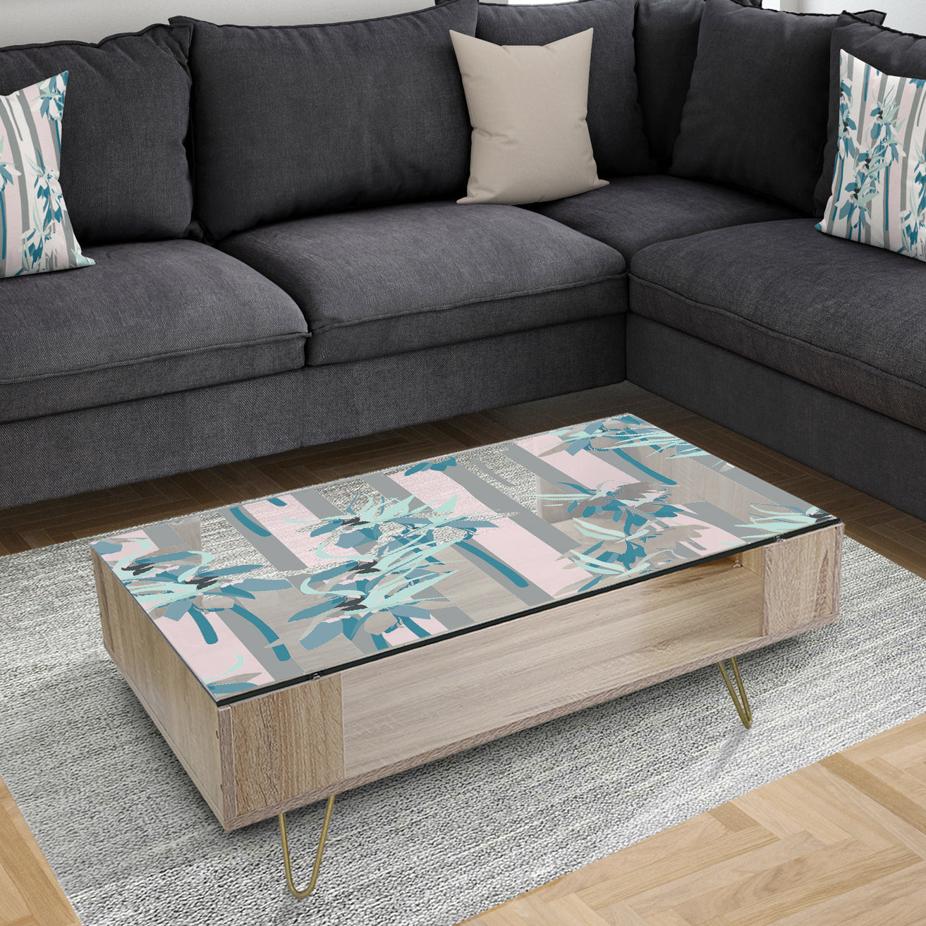 Retro Handdrawn Lilies - Glam Coffee Table