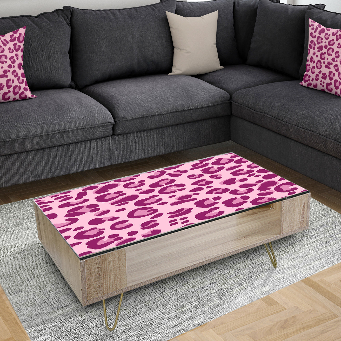 Pink Leopard Pattern - Shabby Chic Coffee Table