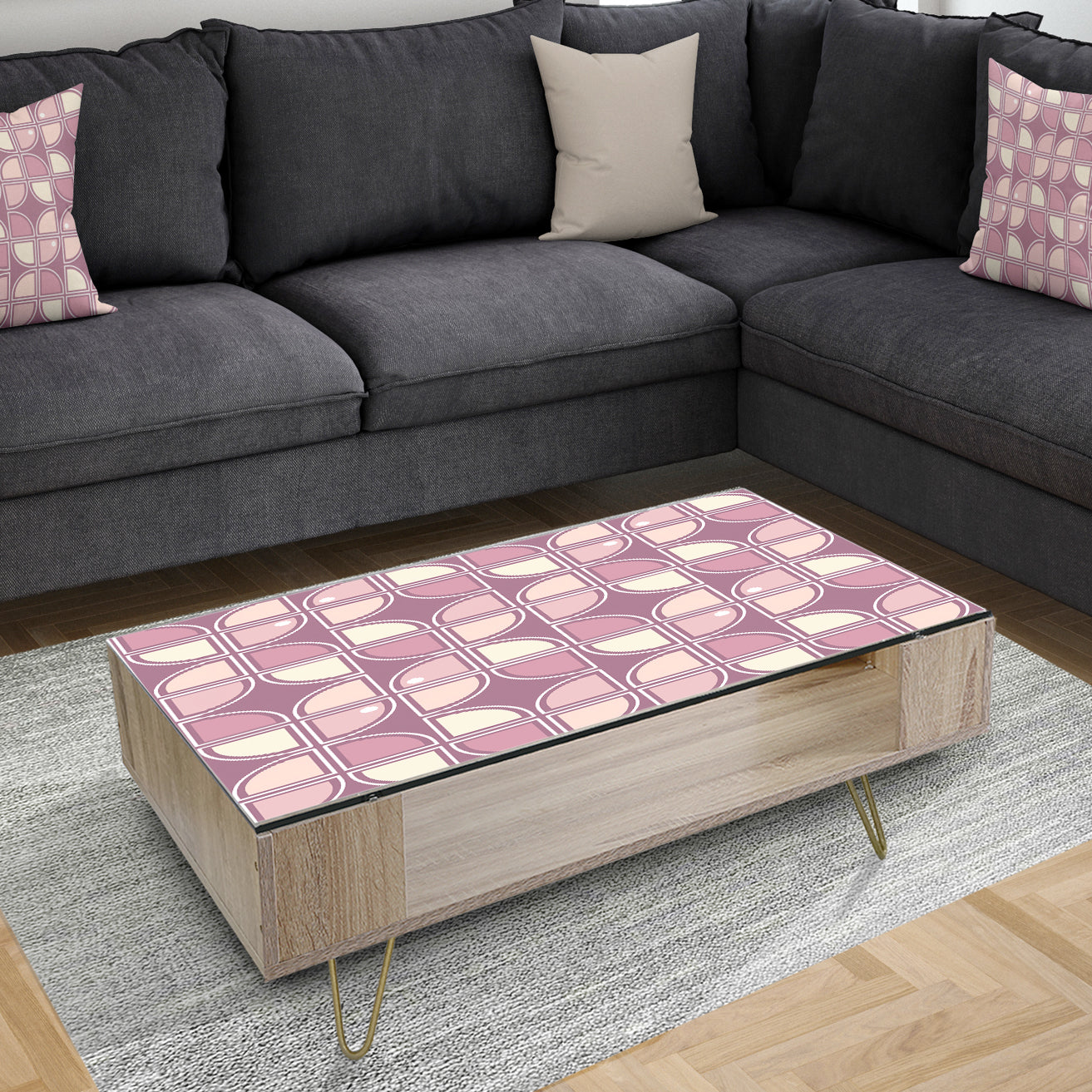 Retro Purple Pink Desing - Glam Coffee Table