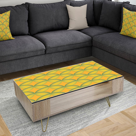 Retro Abstract Design In Yellow And Green - Vintage Coffee Table