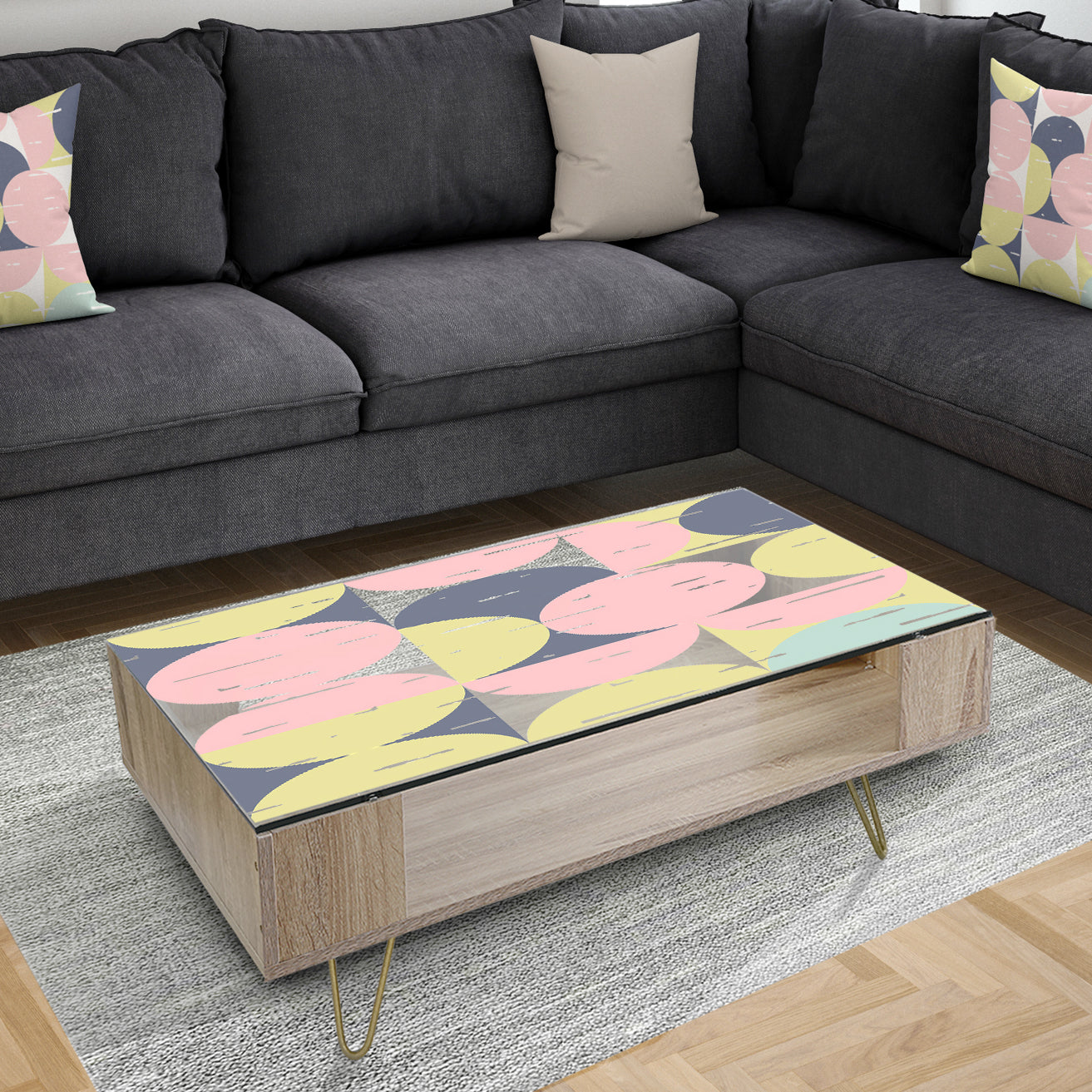 Retro Pastel Circular Pattern I - Glam Coffee Table