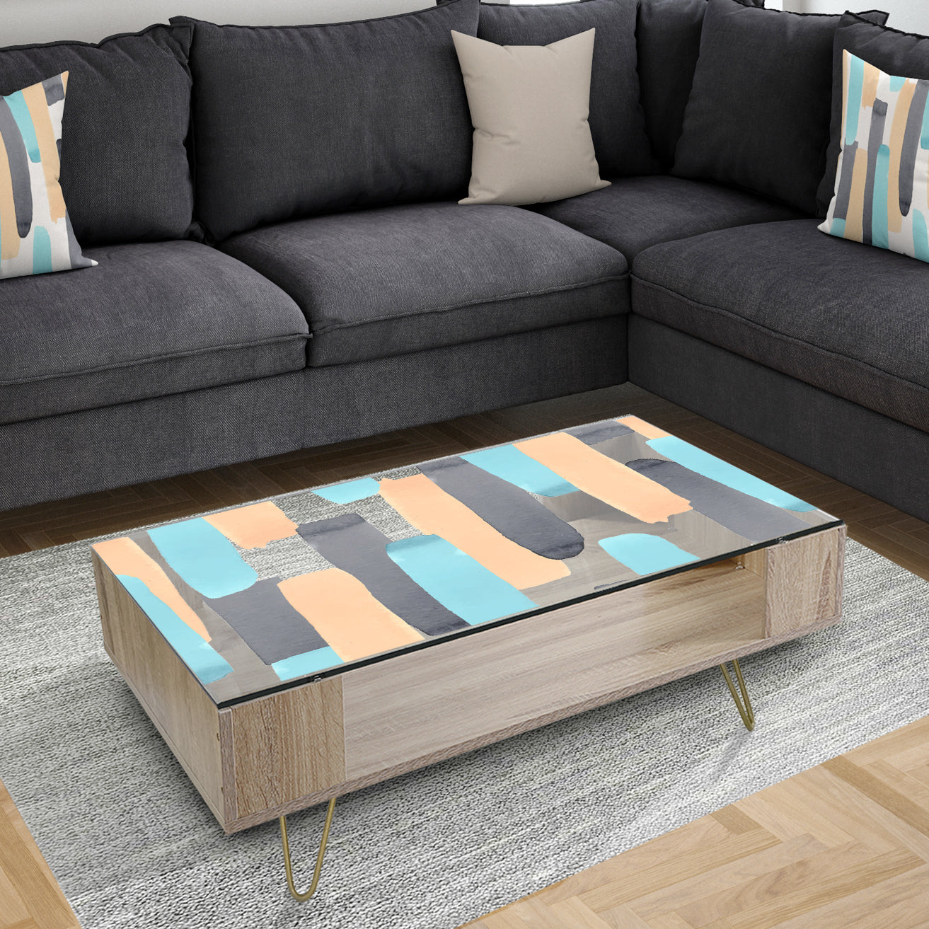 Retro Geometrical Abstract I - Glam Coffee Table