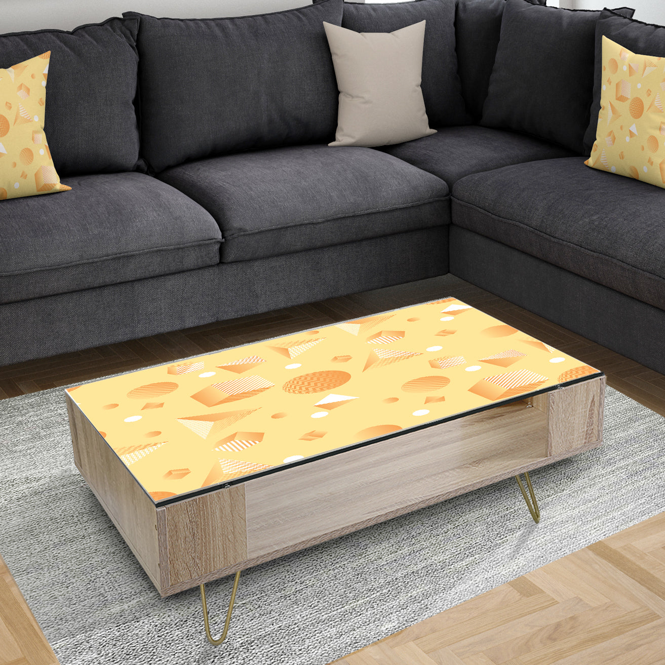 Minimal Yellow Geometrical Shapes - Glam Coffee Table