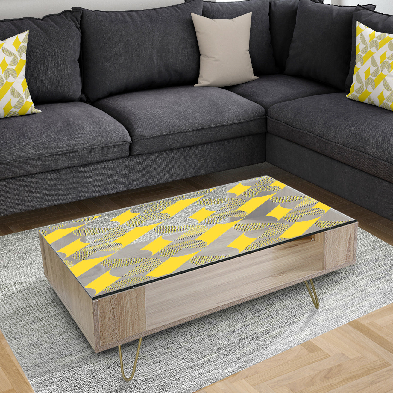 Abstract Retro Geometric II - Glam Coffee Table