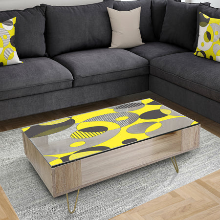 Circular Abstract Retro Geometric I - Glam Coffee Table