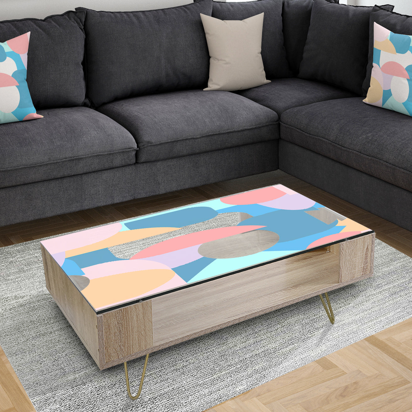 Retro Geometrical Abstract Pattern II - Modern Coffee Table