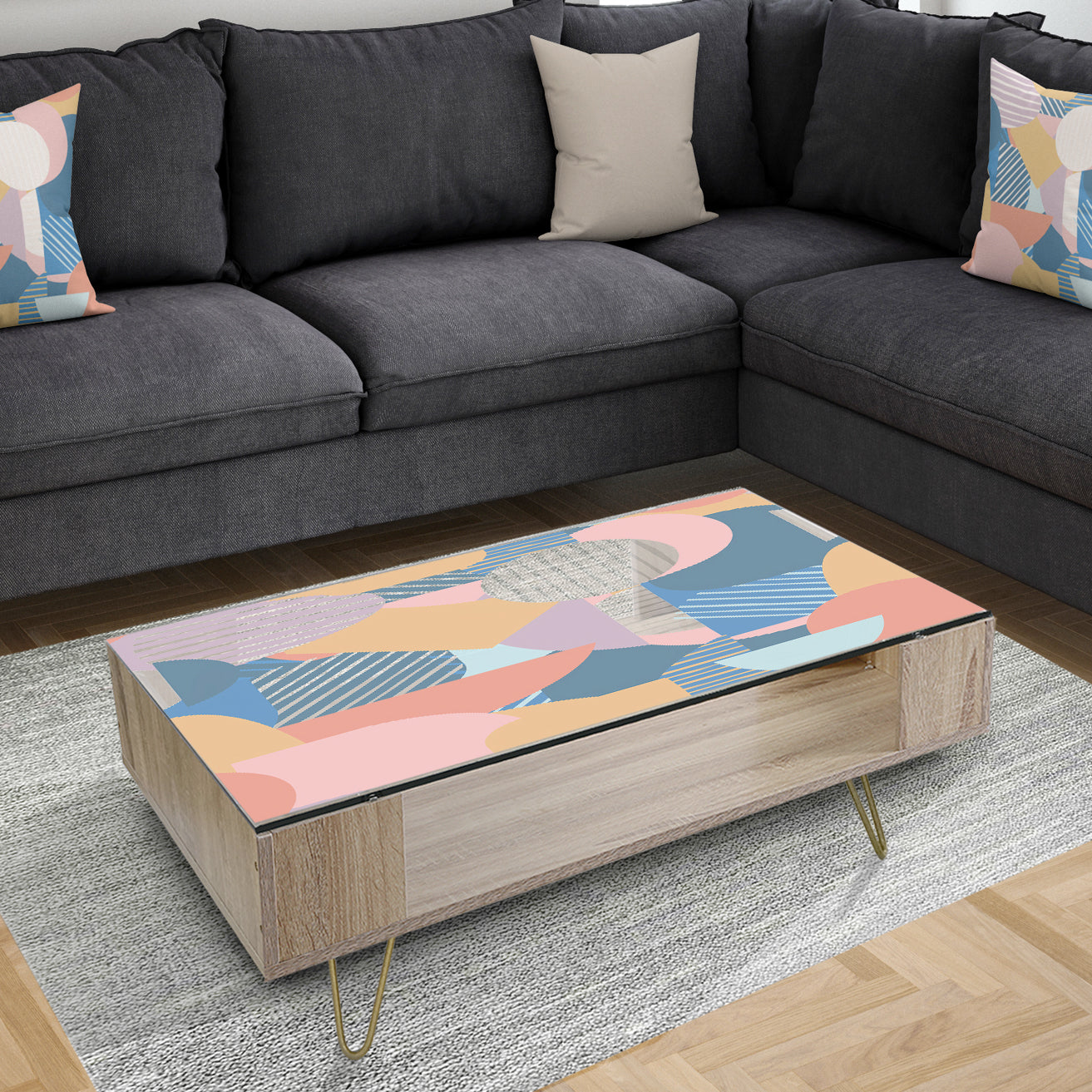 Modern geometric shapes pattern - Glam Coffee Table