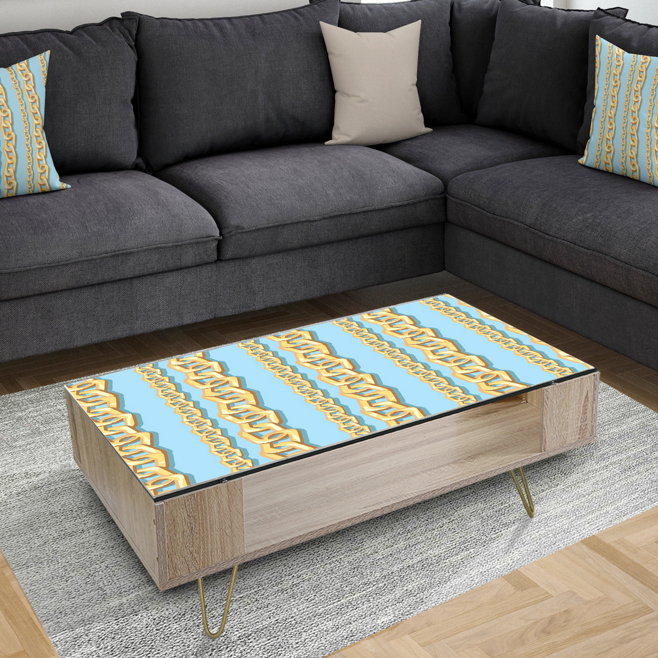 Gold Chain Pattern - Glam Coffee Table