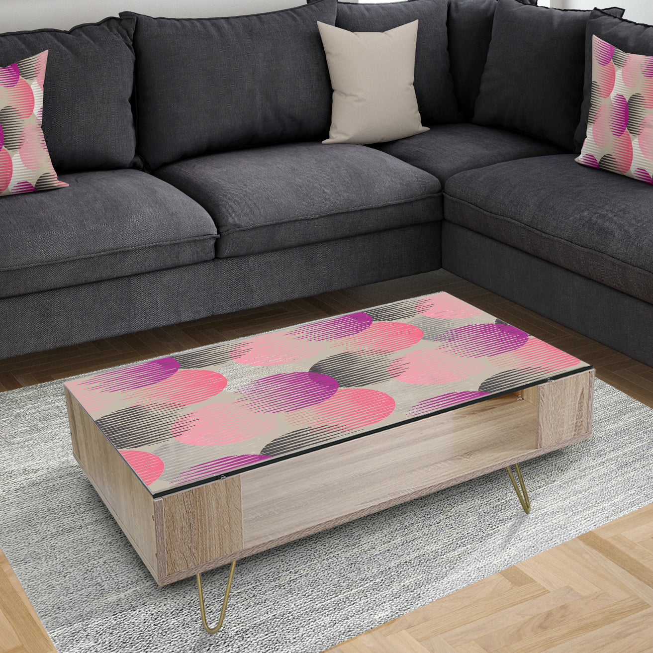 Retro Circular Pattern VIII - Glam Coffee Table