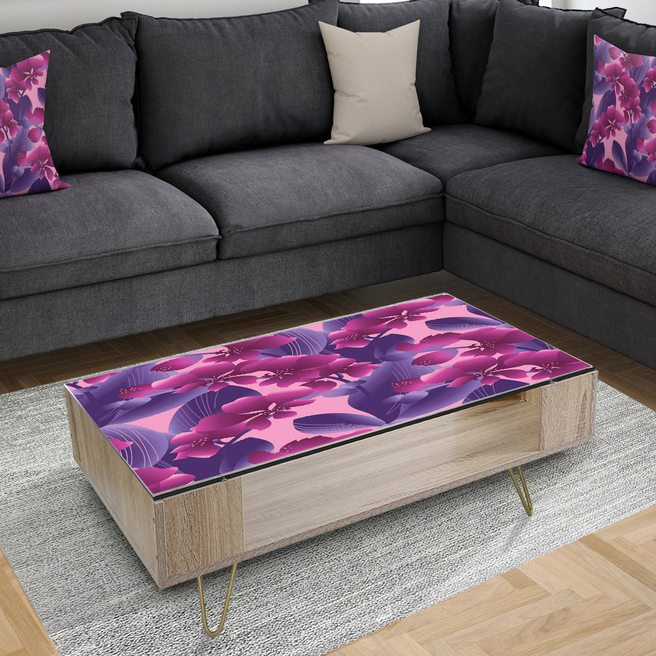 Orchid blossom colorful pattern - Glam Coffee Table
