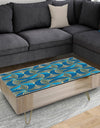 Geometric abstract waves in gold and marine blue - Glam Coffee Table