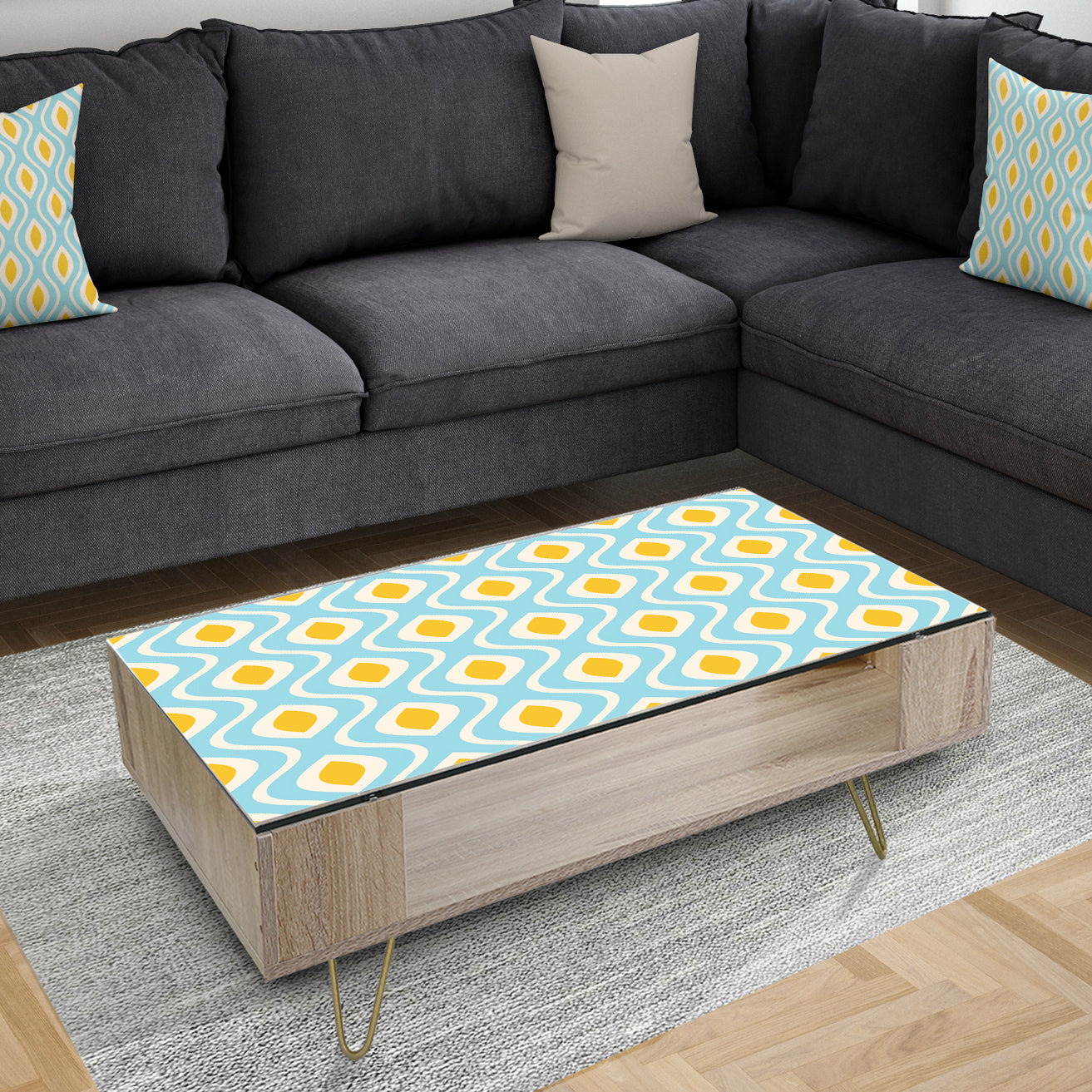 Retro Pattern Abstract Design I - Glam Coffee Table