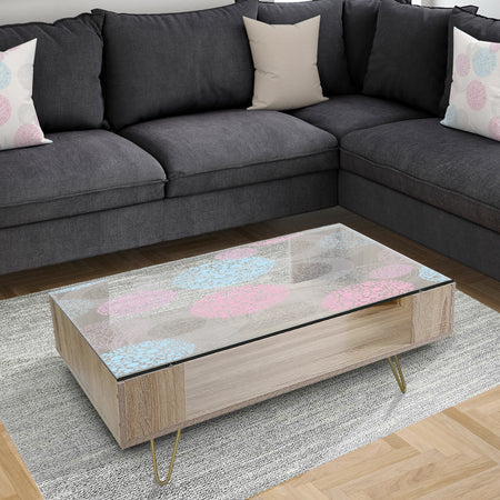 Circular Abstract Retro Geometric III - Glam Coffee Table