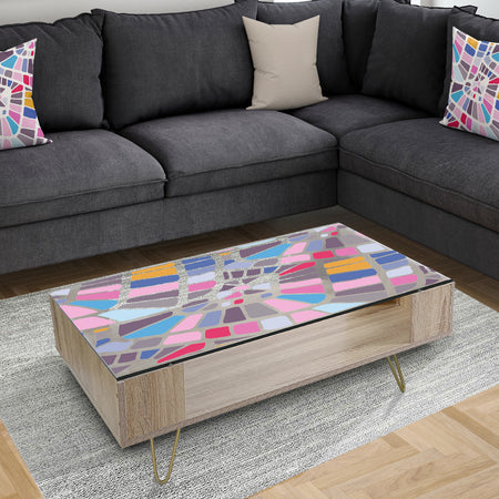 Abstract Retro Geometric Pattern I - Glam Coffee Table