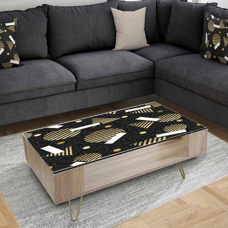 Gold Retro Circular Pattern - Glam Coffee Table