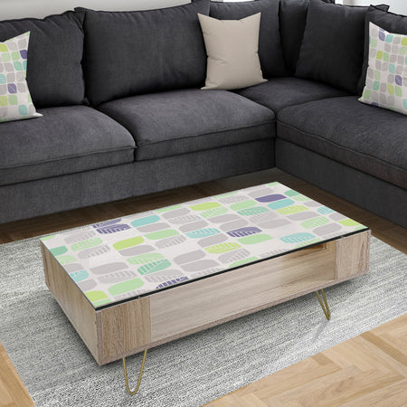 geometric pattern with leaves - Glam Coffee Table