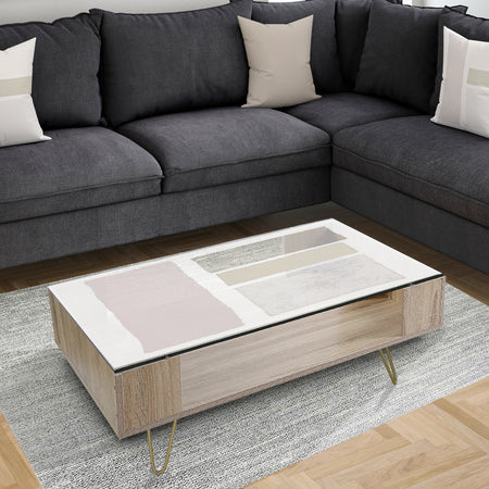 Painted Simple Form Neutral on White - Transitional Coffee Table