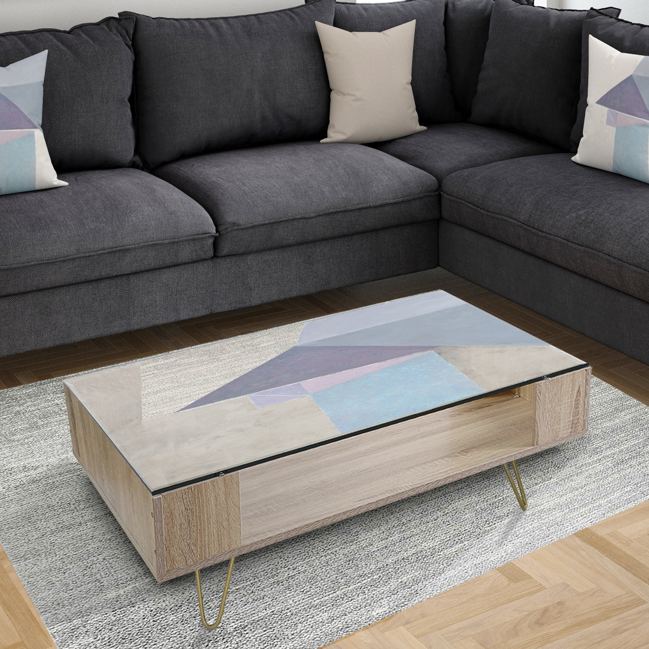 Purple Geometric Bridge I - Modern Coffee Table