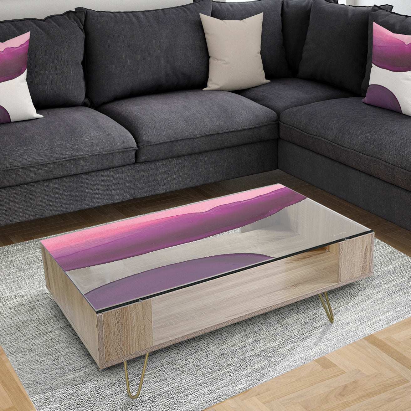 Paint of Magenta Stone - Transitional Coffee Table