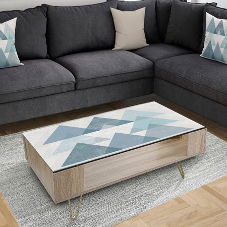 Minimal Triangles IV Blue - Modern Coffee Table