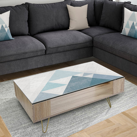 Minimal Triangles III Blue - Modern Coffee Table