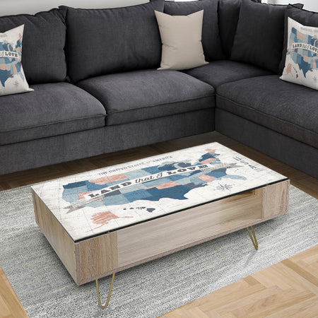 American Map Watercolor - Traditional Coffee Table