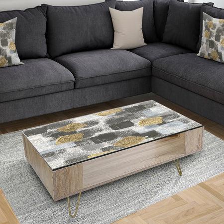 Gold Glamour Squares I - Transitional Coffee Table