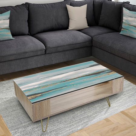 Glam Teal Watercolor I - Glam Coffee Table