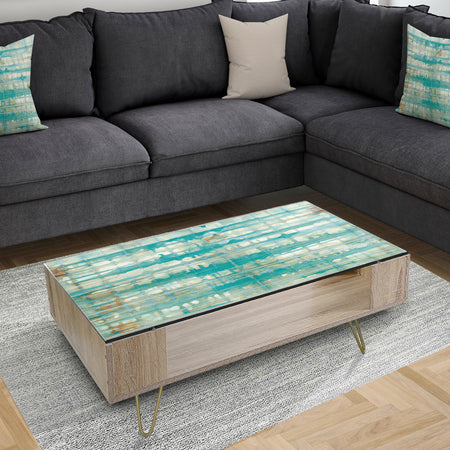 Turquoise Watercolor Geometrical VIII - Modern Coffee Table